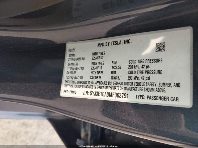 2021 TESLA MODEL 3 STANDARD RANGE PLUS REAR-WHEEL DRIVE 9
