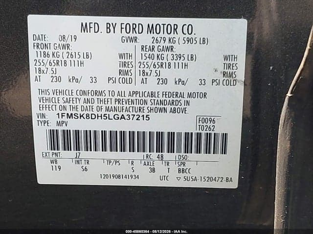 2020 FORD EXPLORER XLT 9
