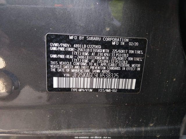 2020 SUBARU FORESTER PREMIUM 9