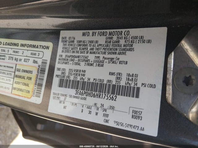 2017 FORD FUSION SE 9