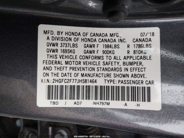 2018 HONDA CIVIC EX 9