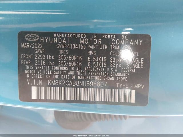 2022 HYUNDAI KONA SE 9