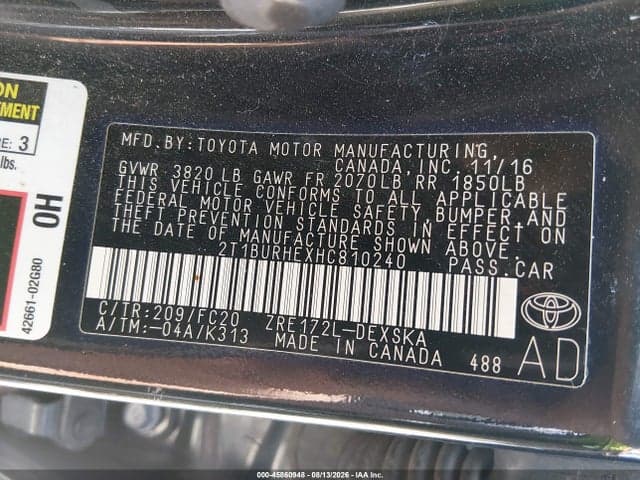2017 TOYOTA COROLLA SE 9