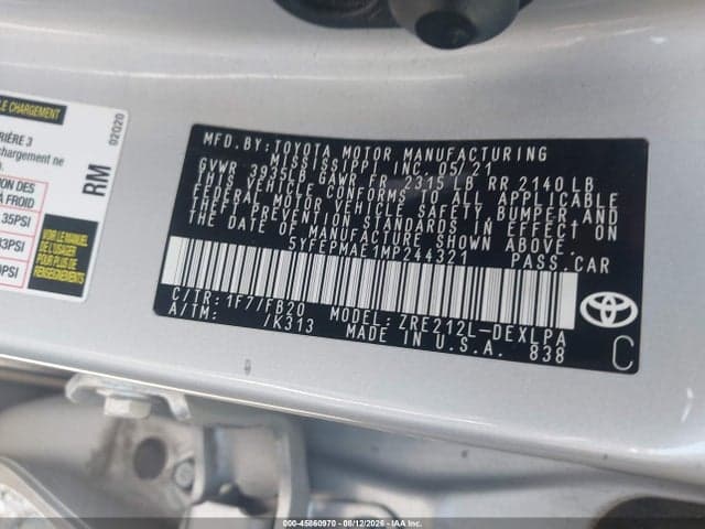 2021 TOYOTA COROLLA LE 9