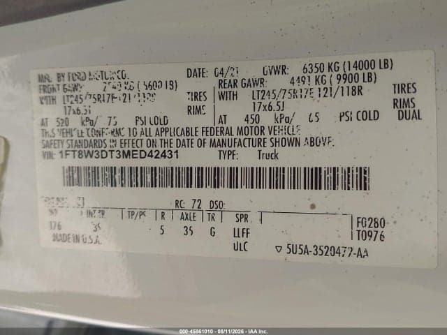 2021 FORD F-350 XLT 8