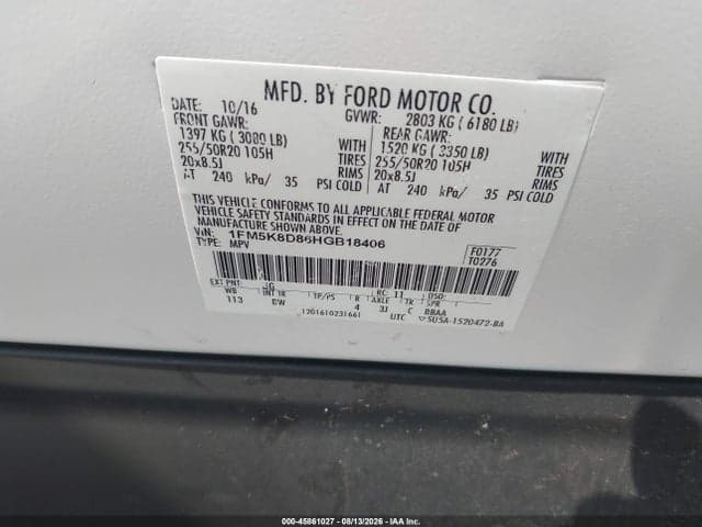 2017 FORD EXPLORER XLT 9