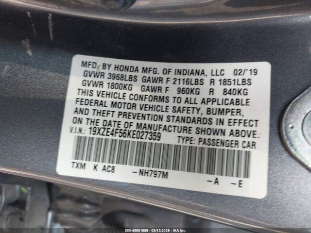 2019 HONDA INSIGHT EX 9