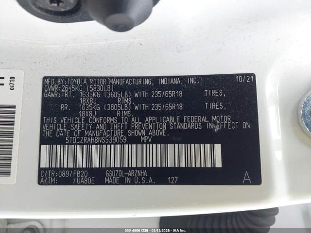 2022 TOYOTA HIGHLANDER L 9