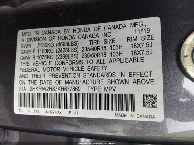 2019 HONDA CR-V EX-L 9