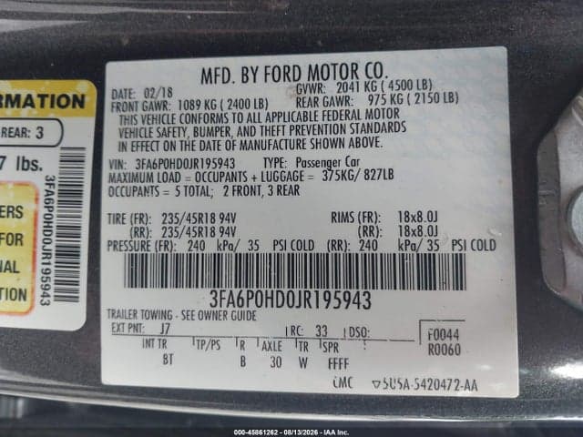 2018 FORD FUSION SE 9