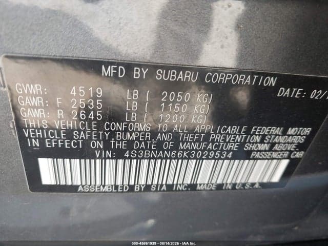 2019 SUBARU LEGACY 2.5I LIMITED 9
