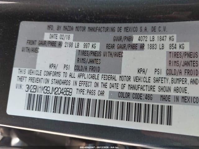2018 MAZDA MAZDA3 GRAND TOURING 9