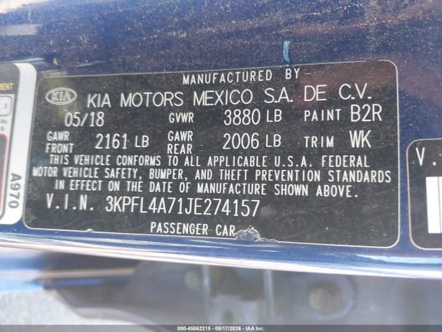 2018 KIA FORTE LX 9