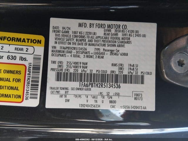 2024 FORD MUSTANG ECOBOOST FASTBACK 9