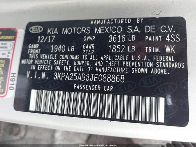 2018 KIA RIO LX 9