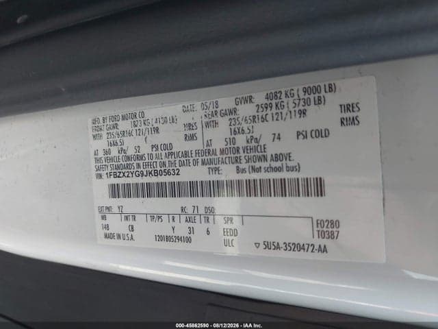 2018 FORD TRANSIT-350 XLT 9