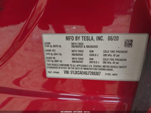 2020 TESLA MODEL X PERFORMANCE DUAL MOTOR ALL-WHEEL DRIVE 9