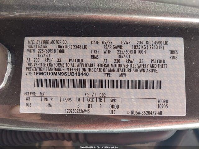 2025 FORD ESCAPE ST-LINE 9