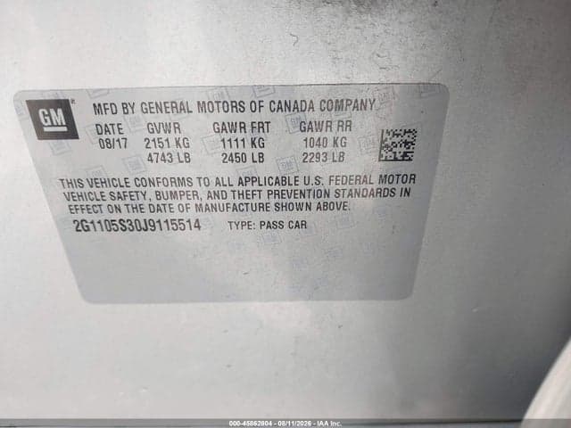 2018 CHEVROLET IMPALA 1LT 9