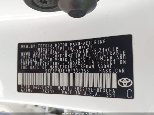 2021 TOYOTA COROLLA LE 9