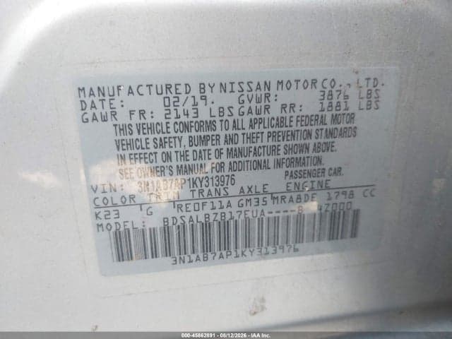 2019 NISSAN SENTRA S 9