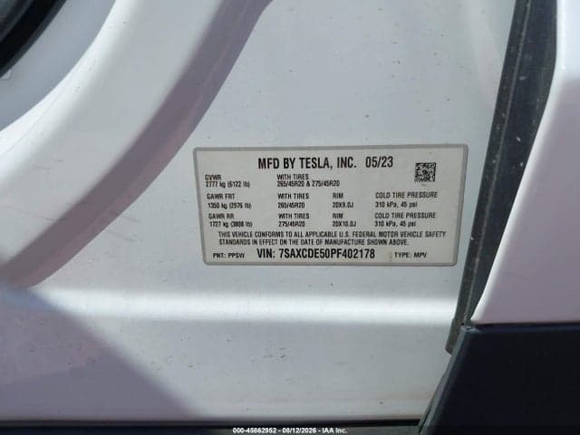 2023 TESLA MODEL X DUAL MOTOR ALL-WHEEL DRIVE/STANDARD RANGE 9