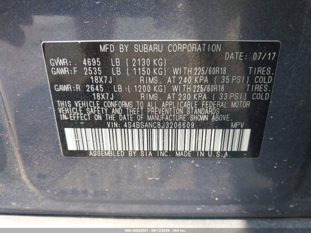 2018 SUBARU OUTBACK 2.5I LIMITED 9