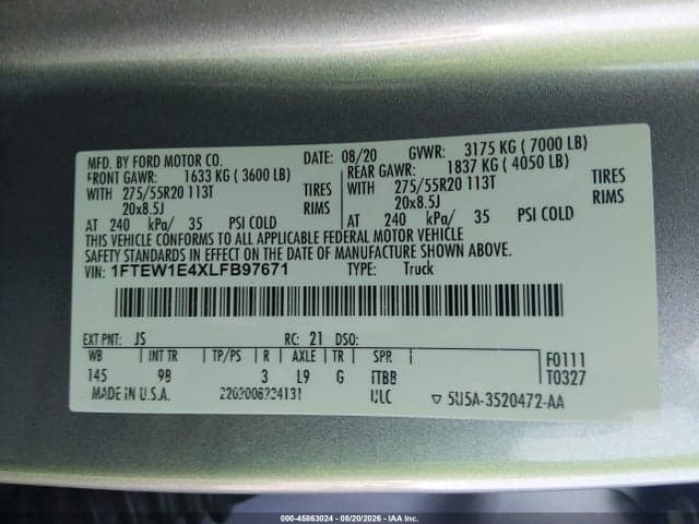 2020 FORD F-150 PLATINUM 9