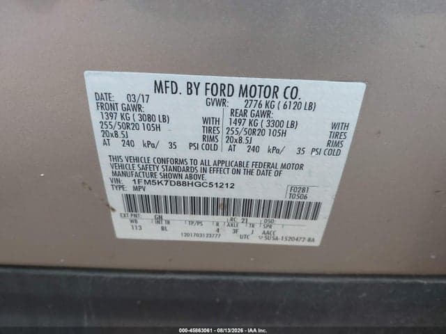 2017 FORD EXPLORER XLT 9
