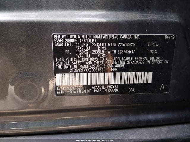 2019 TOYOTA RAV4 LE 9