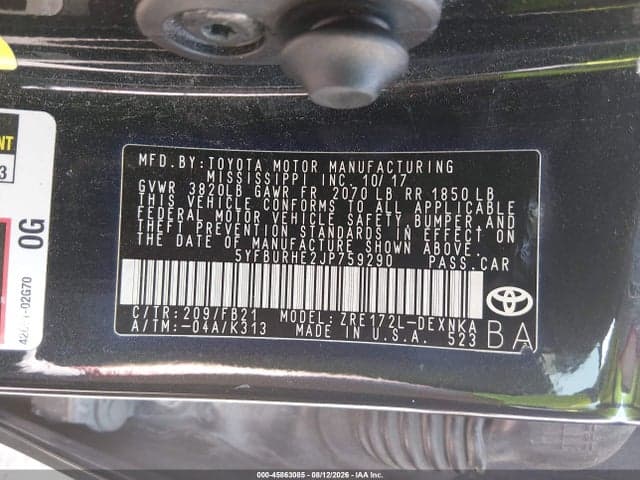 2018 TOYOTA COROLLA LE 9
