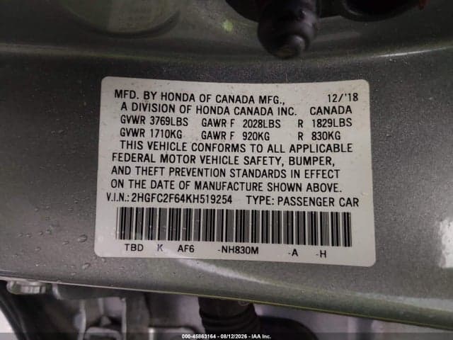 2019 HONDA CIVIC LX 9