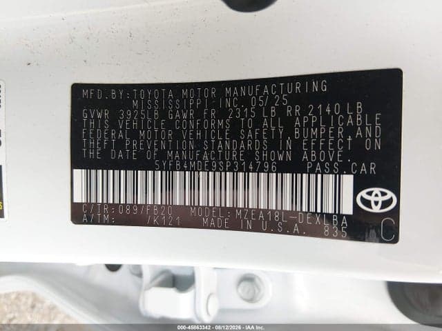2025 TOYOTA COROLLA LE 9