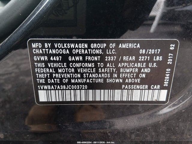 2018 VOLKSWAGEN PASSAT 2.0T SE 9