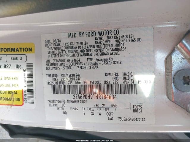 2017 FORD FUSION SE 9