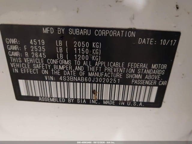 2018 SUBARU LEGACY 2.5I 9