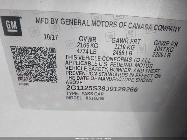 2018 CHEVROLET IMPALA 2LZ 9