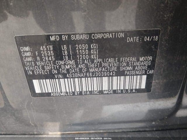 2018 SUBARU LEGACY 2.5I PREMIUM 9