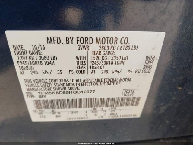 2017 FORD EXPLORER XLT 9