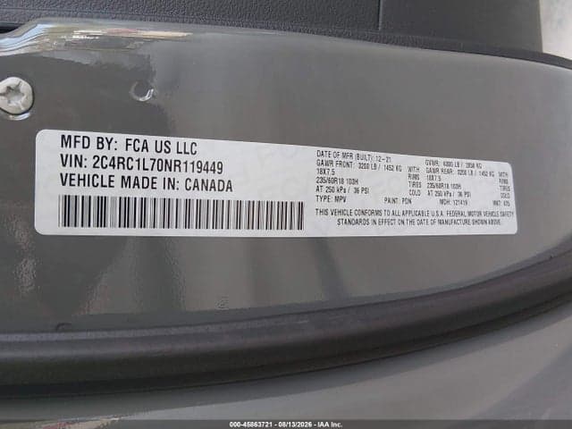 2022 CHRYSLER PACIFICA HYBRID TOURING L 9