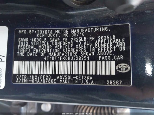 2017 TOYOTA CAMRY SE 9