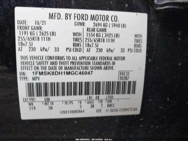 2021 FORD EXPLORER XLT 9