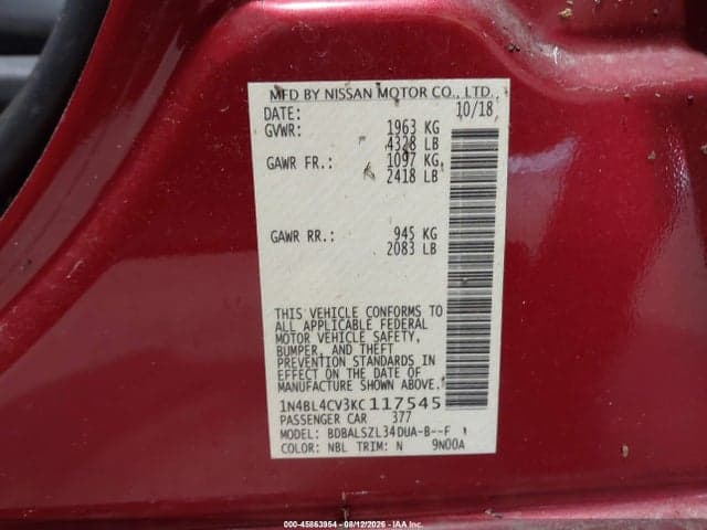 2019 NISSAN ALTIMA 2.5 SR 9