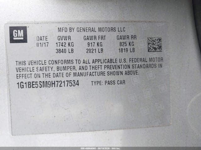 2017 CHEVROLET CRUZE LT AUTO 9