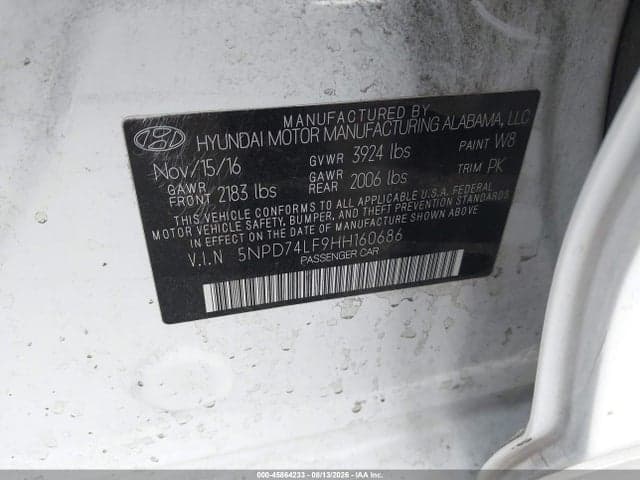 2017 HYUNDAI ELANTRA SE 9