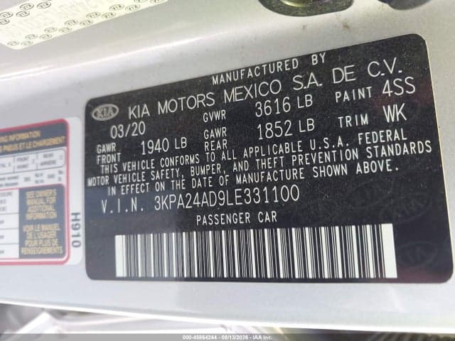 2020 KIA RIO S 9