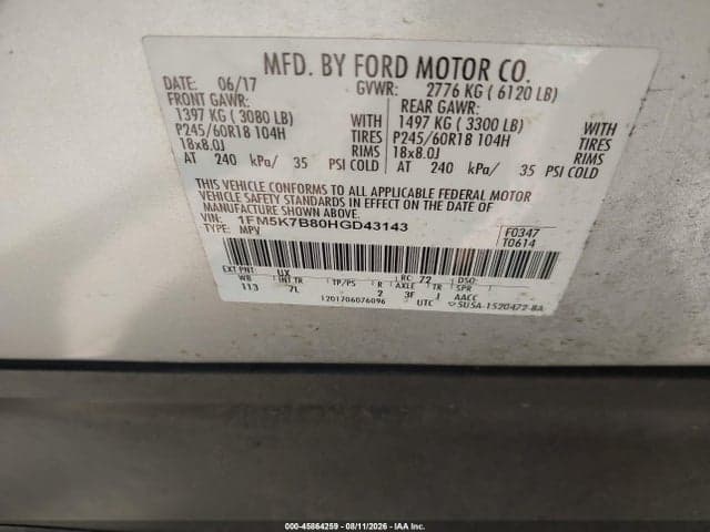 2017 FORD EXPLORER 9
