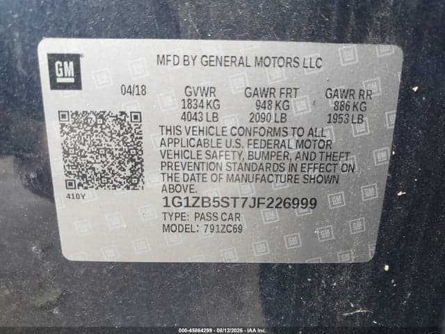 2018 CHEVROLET MALIBU 1LS 9