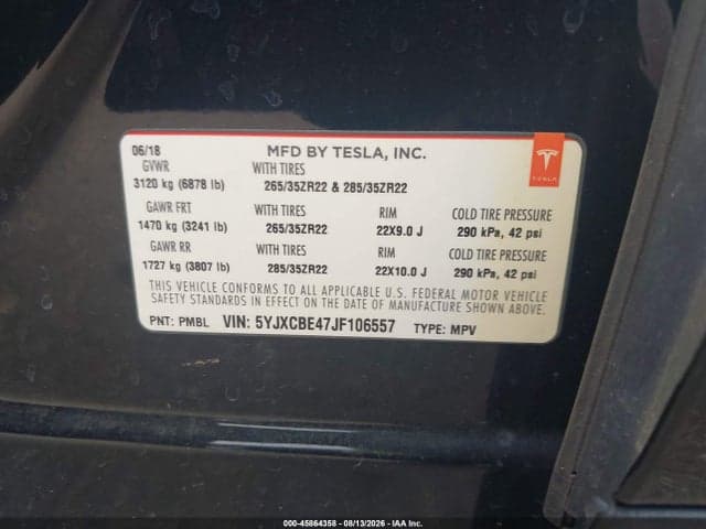 2018 TESLA MODEL X 100D/75D/P100D 9