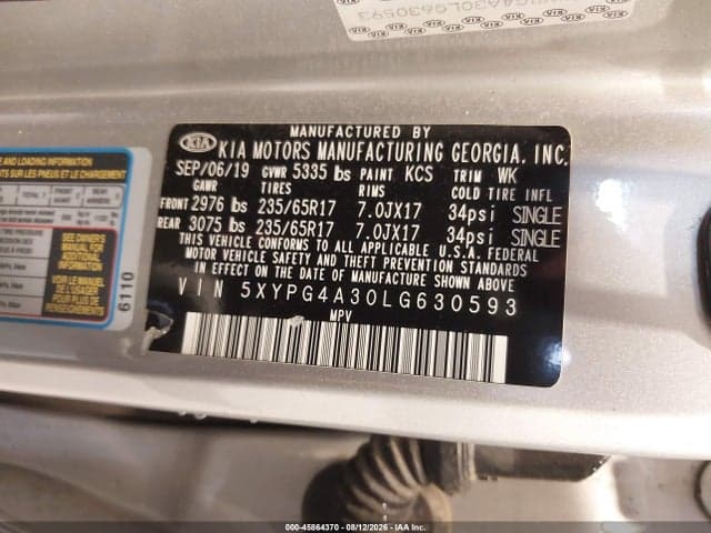 2020 KIA SORENTO 2.4L LX 9